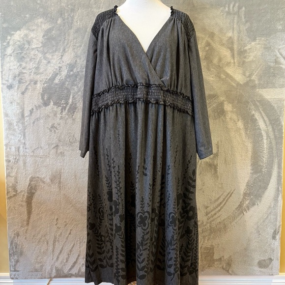 Cottagecore Embellished Stretch Floral Monochrome Wmn’s Dress Sz 3X - Picture 1 of 10